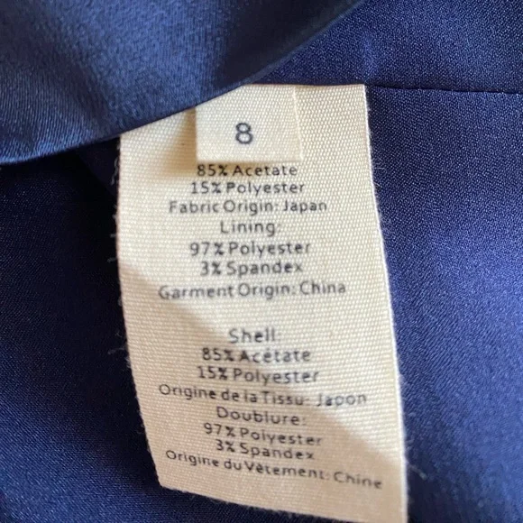 L’Agence Satin Crop Top Plunge Neckline Royal Blue Back Zipper Size 8 - Picture 5 of 7